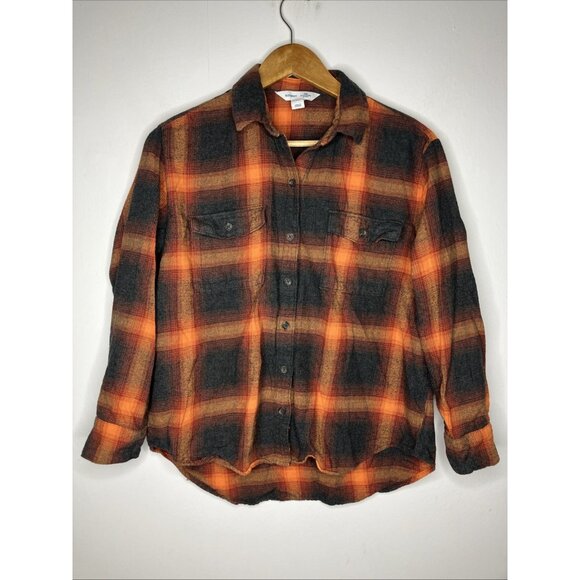 Old Navy Tops - Old Navy Flannel Plaid Boyfriend Shirt Juniors Medium Evermore Taylor Swift